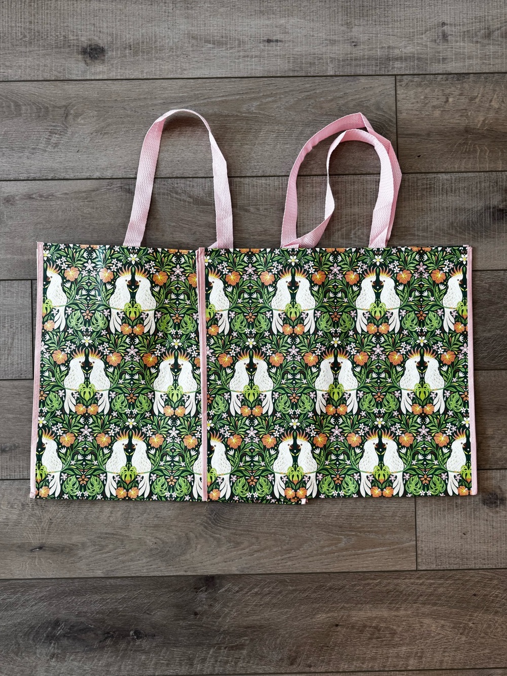 Homegoods TJMaxx Marshalls Viral Tropical Parrot Print Tote Bags Set of 2 NWOT
